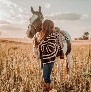 Outback Trading Western Aztec Sherpa Jacket Southwestern cowgirl medium fleece
